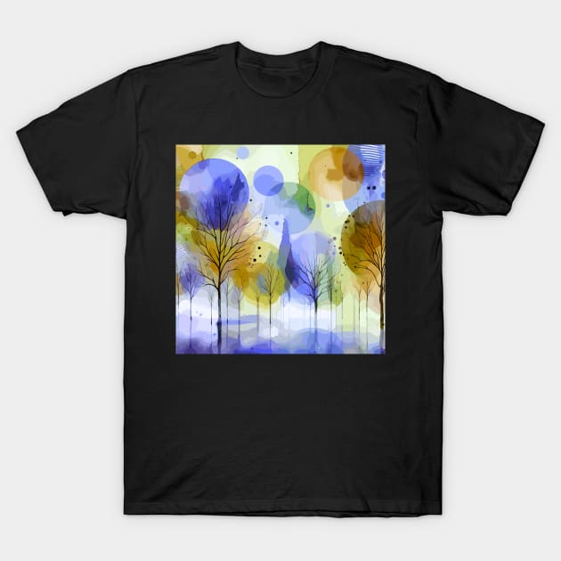 Colorful Purple Abstract Trees T-Shirt by Siha Arts